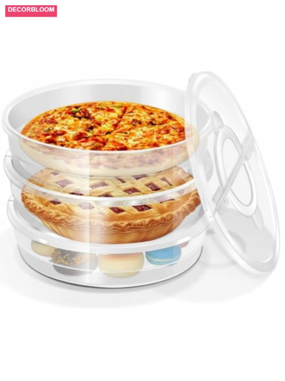 12" Pie Carrier with Lid 2 Compartments Round Food Storage